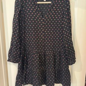 LOFT Black Dress with Multicolor Dots